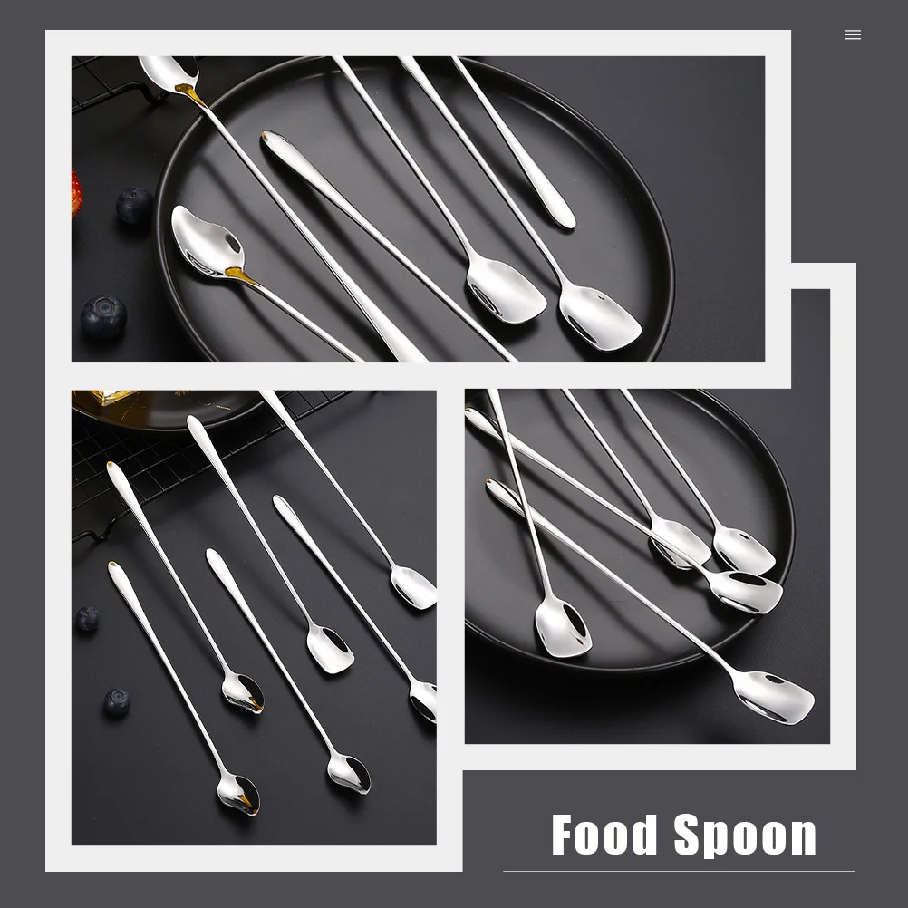 

2pcs Stainless Steel Coffee Stirring Spoon Long Handle Dessert Tea Cup Spoon for Beverages Honey Cakes Dishwasher Safe