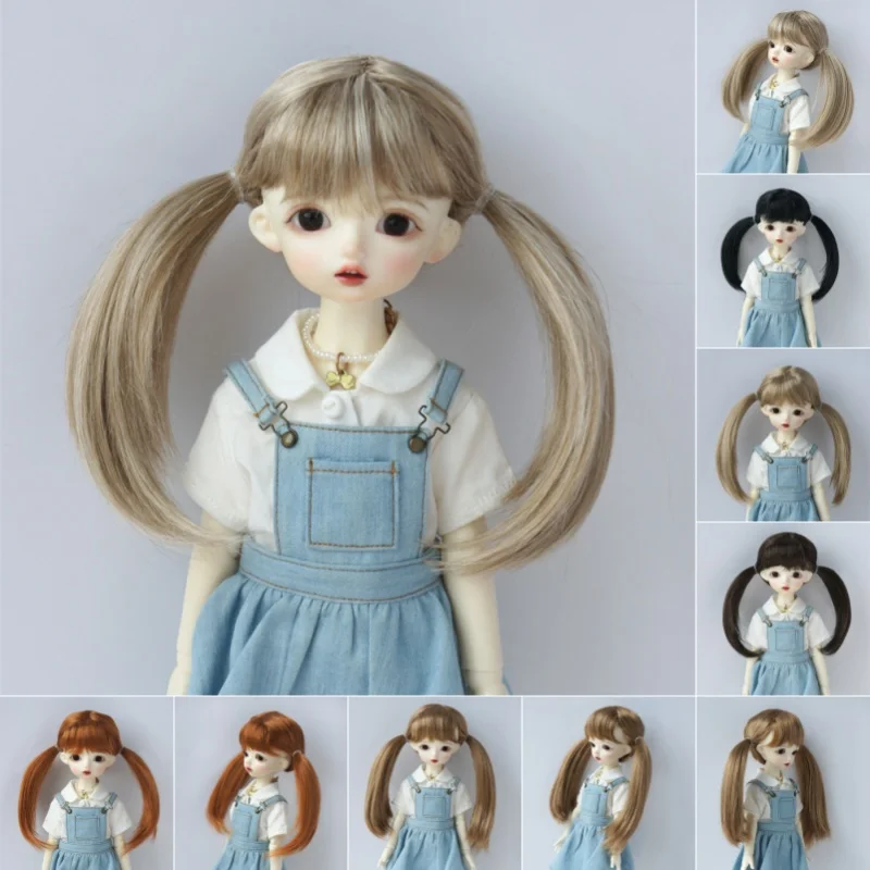 JD818 1/6 1/4 1/3  YOSD MSD SD DOD Qbaby Blythes Long Twintail Wig  Synthetic Mohair BJD Hair