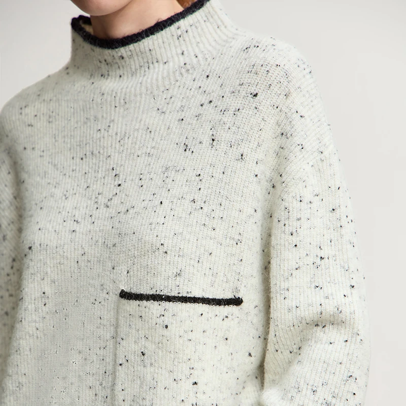 Amii Minimalist Sweater 2026 Winter New Semi-turtleneck Wool Loose Elastic Thick Long-sleeved Casual Sweater For Woman 12554033