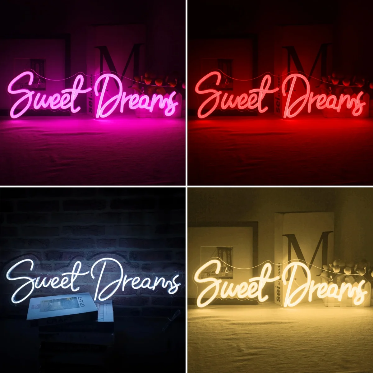 Sweet Dreams Neon Sign For Wall Decor LED Lights Letter Bedroom Room Decoartion Wedding Party Bar Club Marriage Wall Decor Lamp