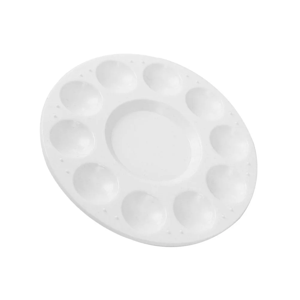 

6pcs Plastic Tray Palette Round With 10 Plastic Palette Wells For Painting Drawing Art Craft Artists White