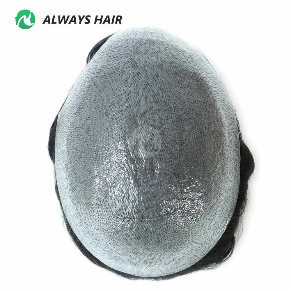 Invisible Hairline Hair System Unit for Men 0.03-0.04mm Super Thin Base Toupee Indian Human Hair Mens' Topper Wig