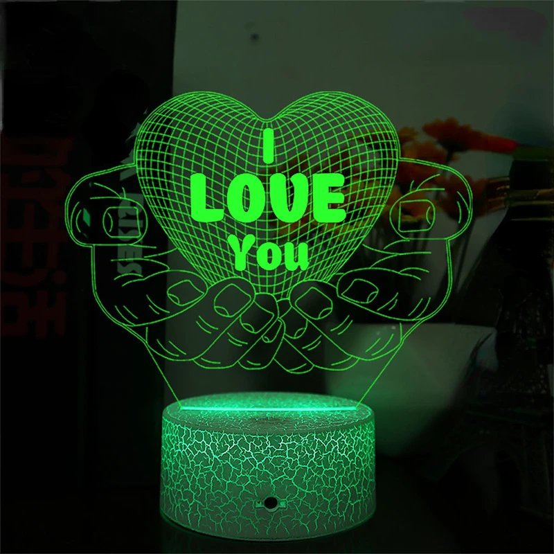 Nighdn Heart 3D Lamp Illusion Led Night Light for Bedroom Decoration Creative LOVE Christmas Birthday Gift for Couple Kids Women