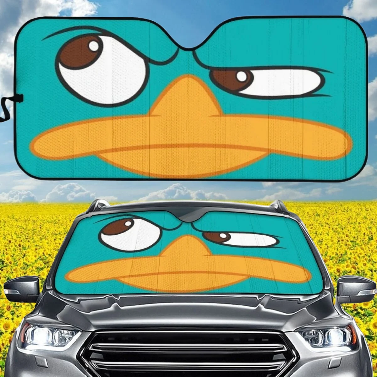 

Car Sun Shade for Front Windshield Kawaii Angry Duck Car Accessories for Woman Men Sun Resistant Stretch Fabrics Car Decoration