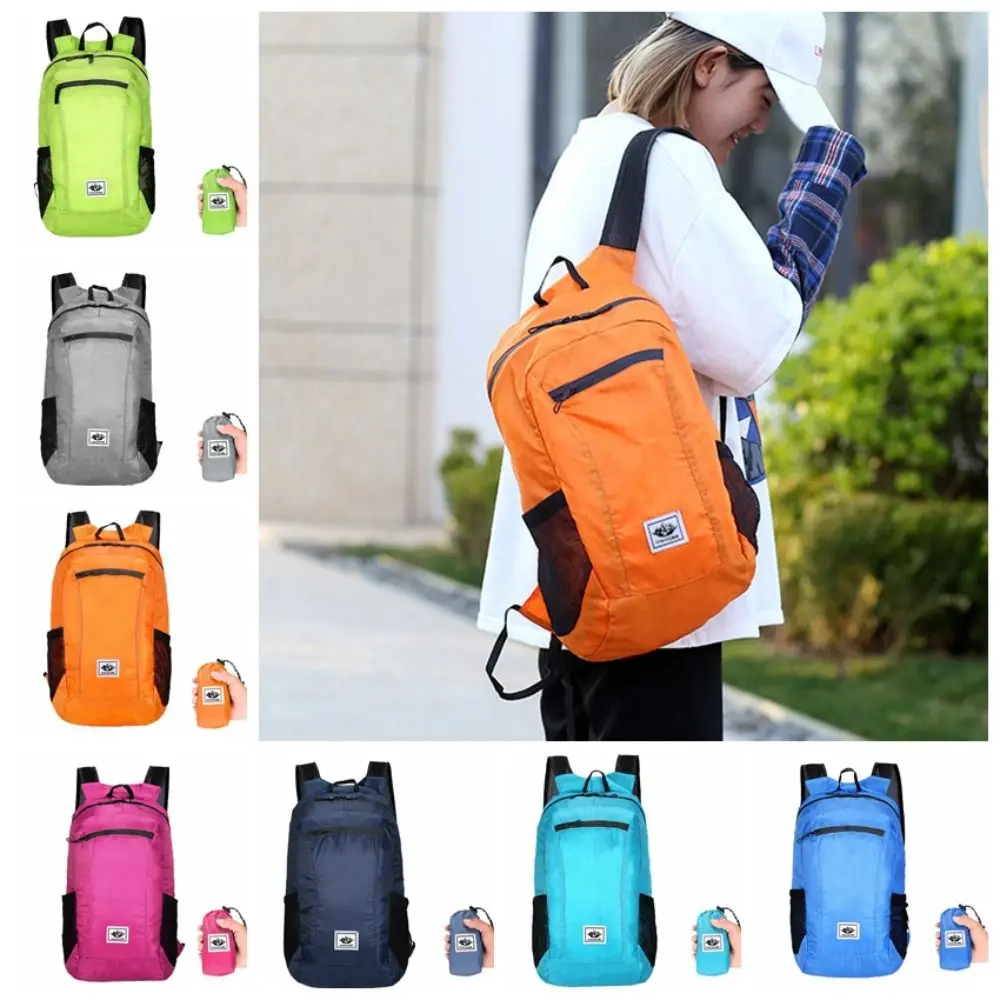 Large Capacity Foldable Backpack Folding Zipper Mountaineering Bag Shoulders Bag Sports Knapsack Lightweight Nylon Bag Men