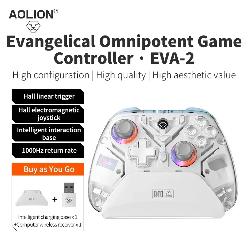Controller di gioco wireless Aolion K10 con dock di ricarica Gamepad RGB effetto Hall Joystick Trigger per Nintend Switch/PC/telefono