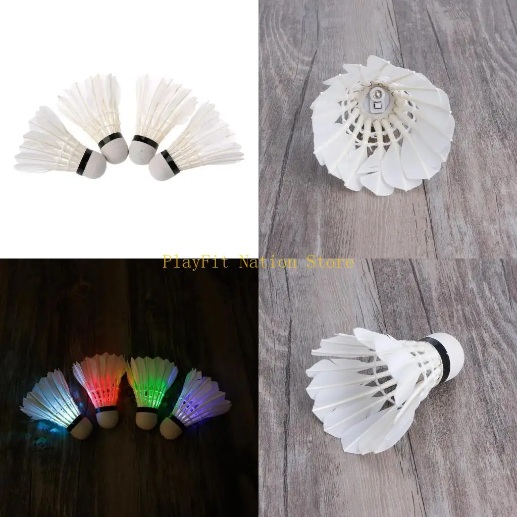 

242f 4pcs Dark Night Clorfful светодиодный бадминтон Shuttlecock Партики освещают перо