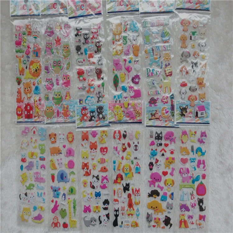 Cute Cartoon Animal 3D Bubble Stickers for Scrapbooking Diary Decoration DIY Various Scenes Using Birthday Gift Stickers
