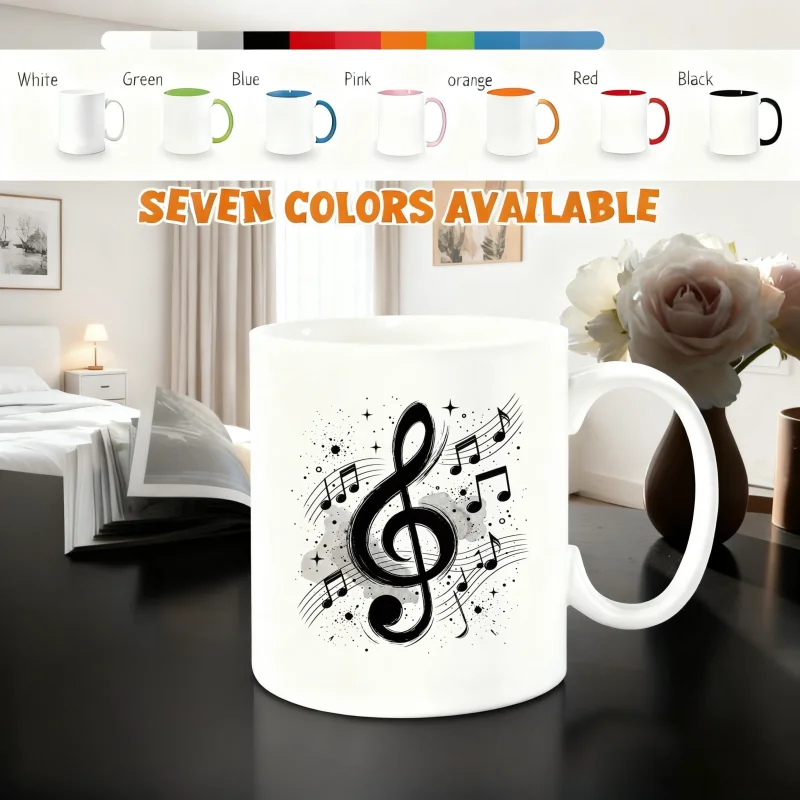 Custom Music Note Coffee Mug - Personalized High Treble Clef Design - Perfect Birthday and Holiday Gift