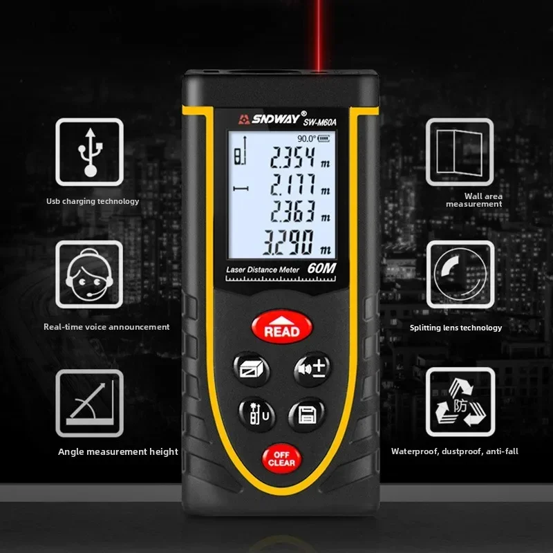 Latest SNDWAY SW-M50/SW-M50A/SW-M120 Distance Meter Digital Tape Measure Precision Rangefinder With Distance Volume/Self-calibra