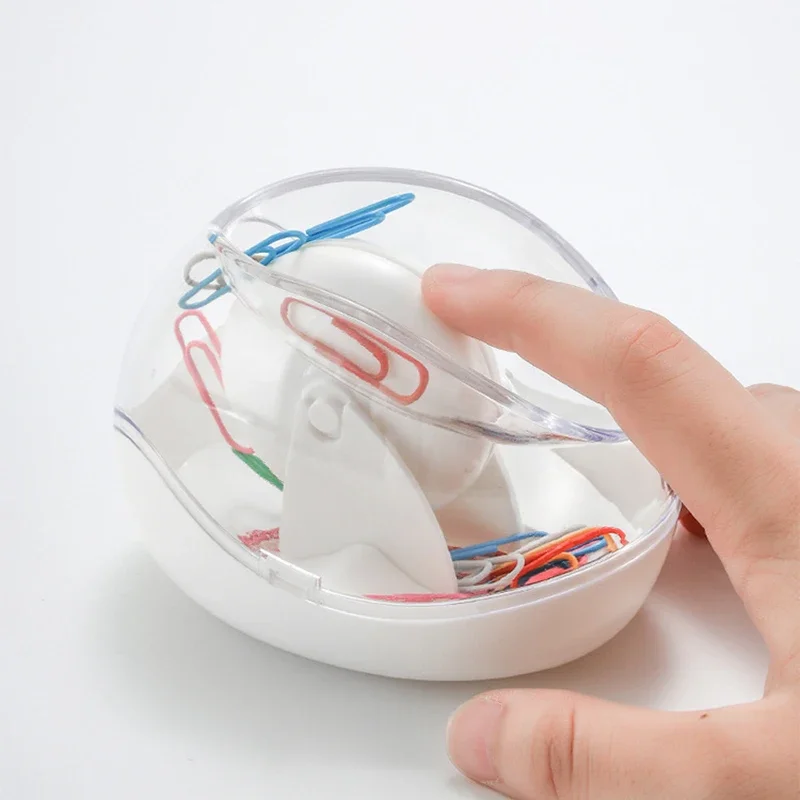 1pcs Clear Paper Clips Storage Box with Magnetic Paperclips Holder Organizer Bookmarks Dispenser Home School Office Stationery