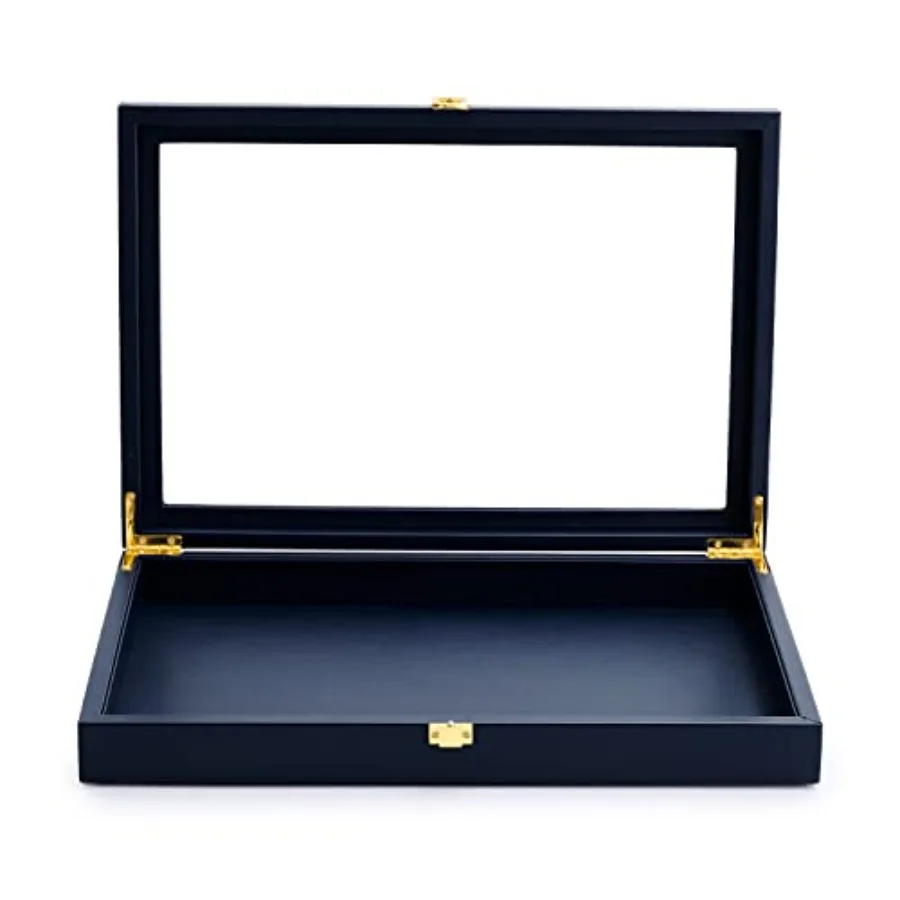 

Премиальный синий кожаный плоский поднос для ювелирных изделий с акриловой крышкой, органайзер для ювелирных изделий, витрина, большая коробка-органайзер для ожерелья с