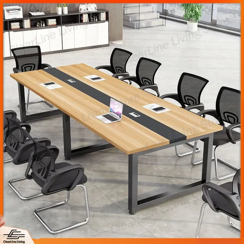 Simple Modern Long Desk Conference Table and Chair Set Negotiation Meeting Table for Office Business