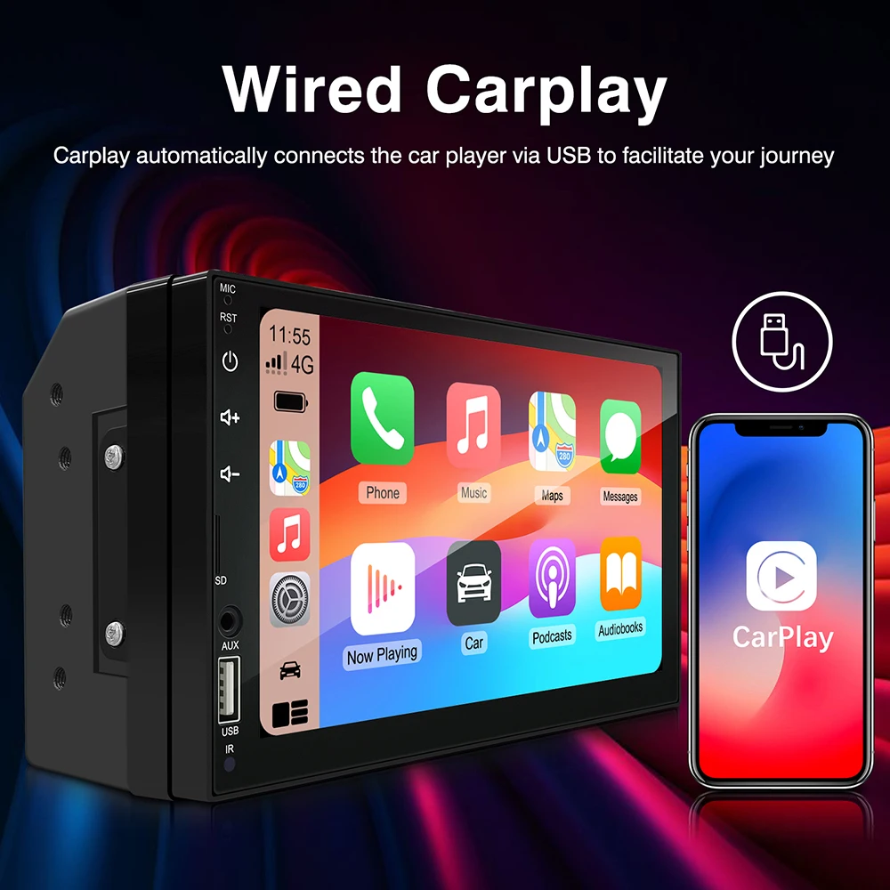 7inch 2din Car Radio Carplay Android Auto Multimedia MP5 Player Car Stereo Bluetooth USB TF FM For Toyota Honda Car Radio image 2