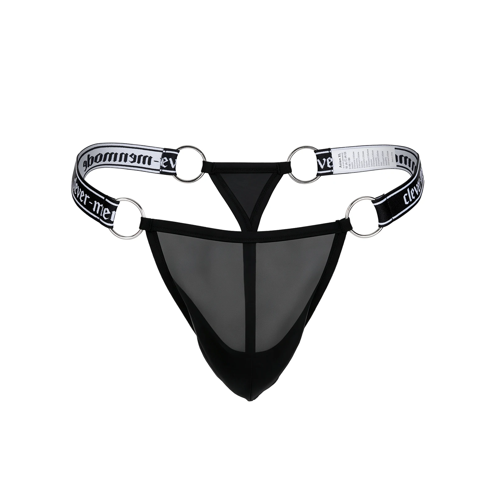 Mens Training Sport Underwear Ice Silk Pouch Thong Gym Athletic Supporter Tanga Metal O-Ring Elastic Waist Underpants Quick Dry
