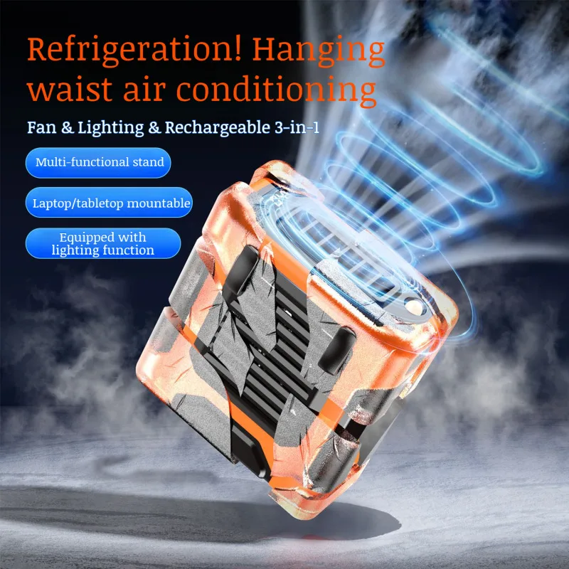 

Портативный подвесной поясной вентилятор для улицы, долговечный перезаряжаемый портативный вентилятор с большим ветровым охлаждением