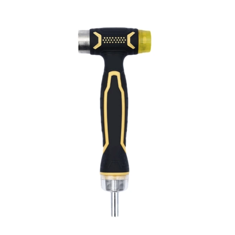 Multifunction Hammer Rubber Metal Double Face with Screwdriver for Leather Crafts Jewelry Flooring Installation