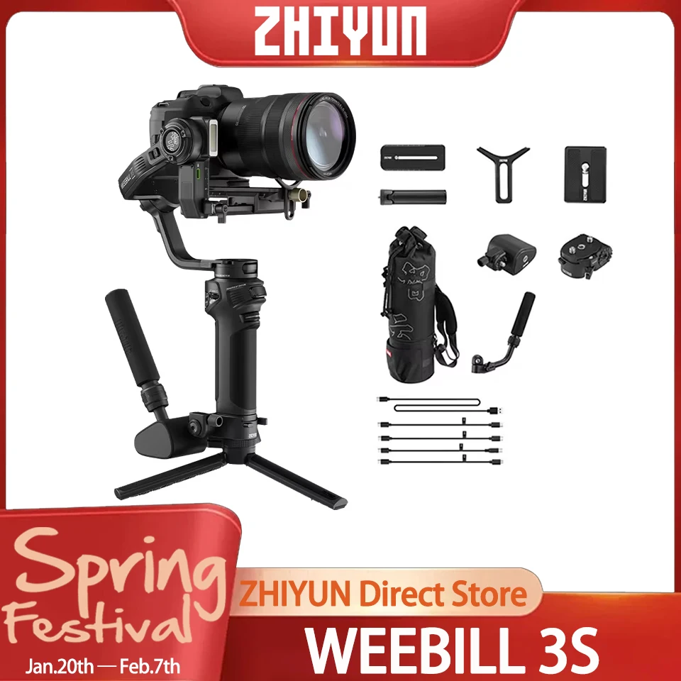 ZHIYUN WEEBILL 3S Camera Gimbal with Fill Light 3-Axis Handheld for DSLR Mirrorless Cameras