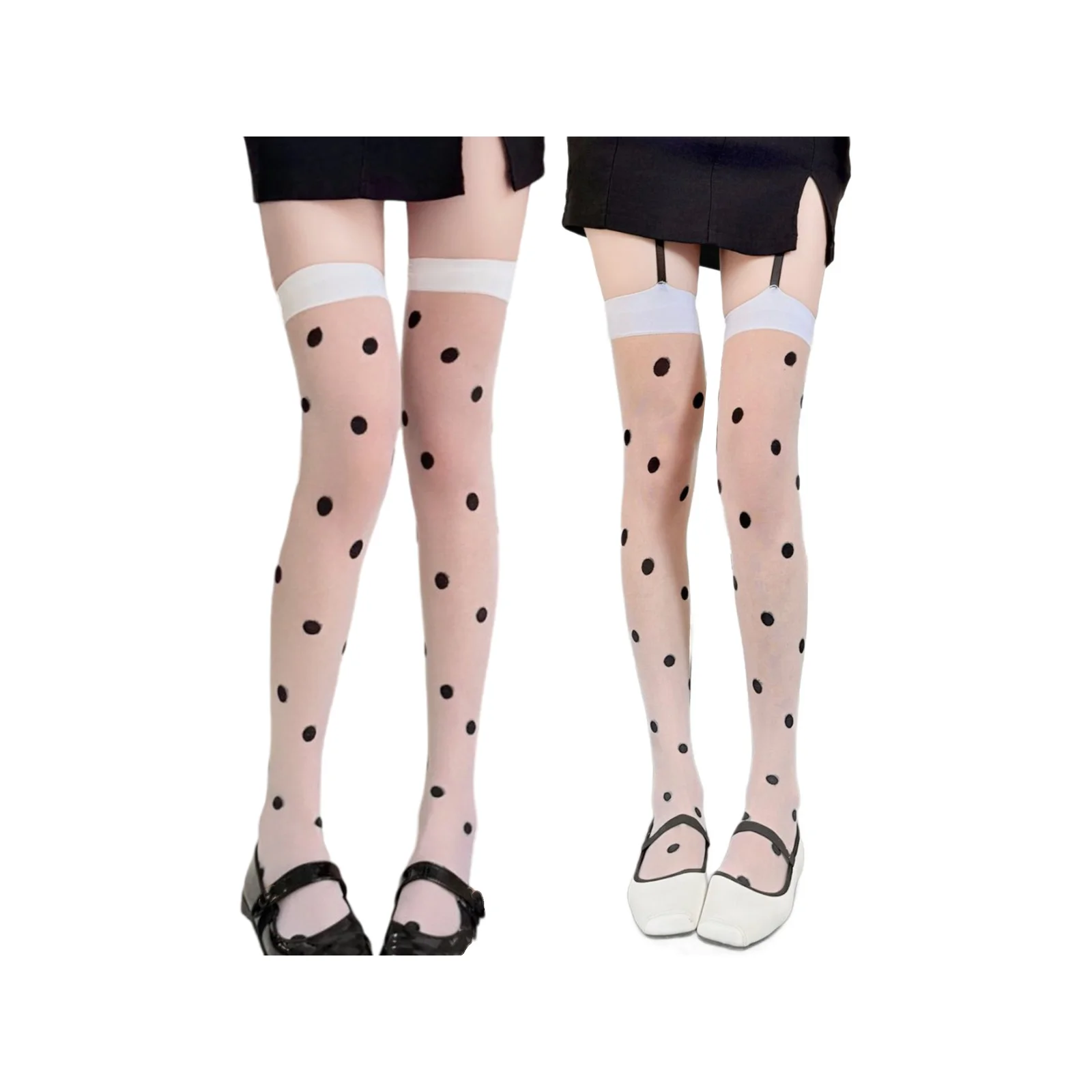 set-combinato-di-calze-lunghe-sopra-il-ginocchio-a-pois-e-bretelle-1-paio-di-calze-lunghe-e-1-paio-di-bretelle