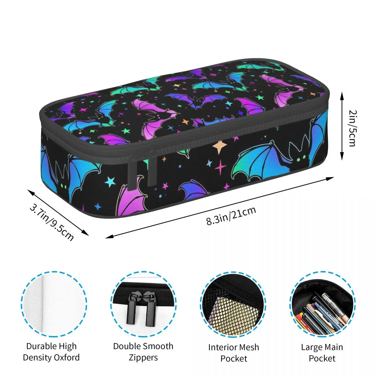 Bat Cloud Halloween Day Of The Dead Pattern Pencil Case for Boy Girl Gifts Pen Box Pencil Bag Stationery Supplies Pen Holder Bag