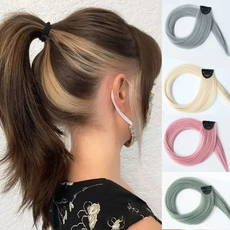 Clip de extensión de cabello sintético para mujer, horquilla de oreja colgante recta, herramienta de extensión de cabello, accesorios, 1 unidad