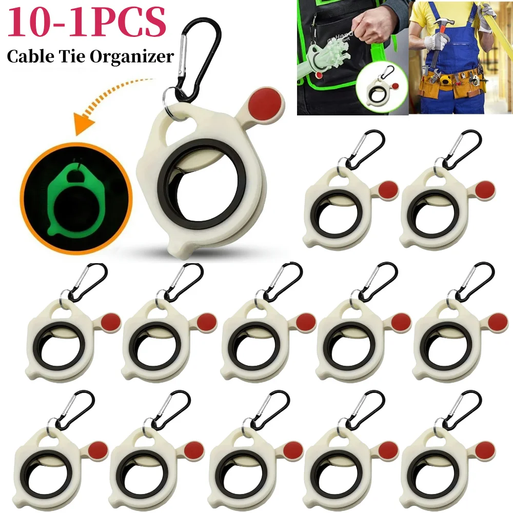 Cable Tie Holder Plastic Fluorescent Cable Tie Organizer Reusable Electrical Wire Ties Clip Portable Zip Ties Arrangement