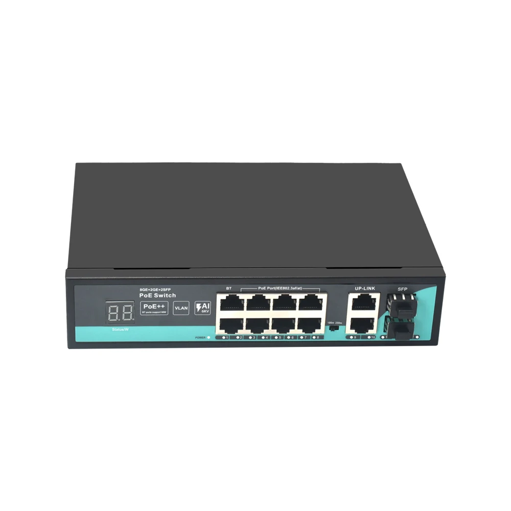 Imagem -02 - Poe Switch com Display de Tubo Digital para Câmera ip Port Uplink Sfp ai 6kv Poe Switch