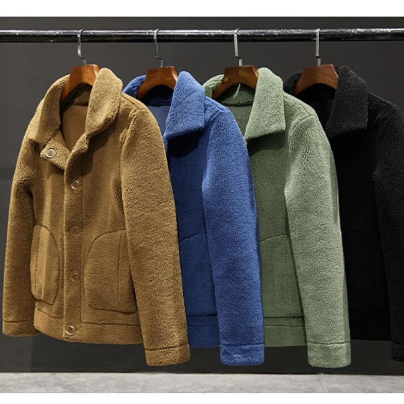 2023 Brand Clothing Men Winter Keep Warm Woolen  Coats Men\'s Granular Woollen Cloth Double Sided Woolen Jackets Plus Size S-4XL