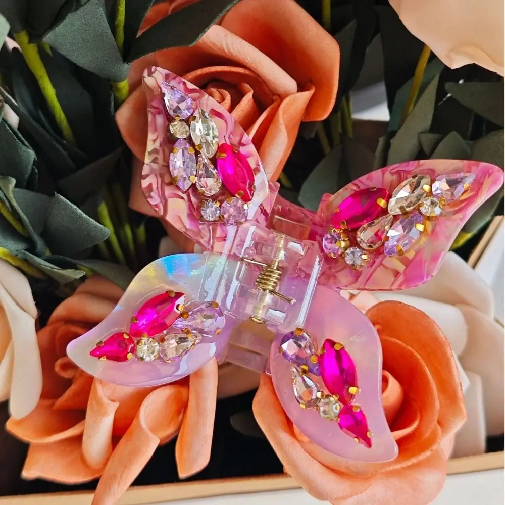 

Hairpin Butterfly Hair Claw Crystal Barrette Acetic Rhinestone Hair Clip Headwear Korean Style Acetic Acid Shark Clip Girls