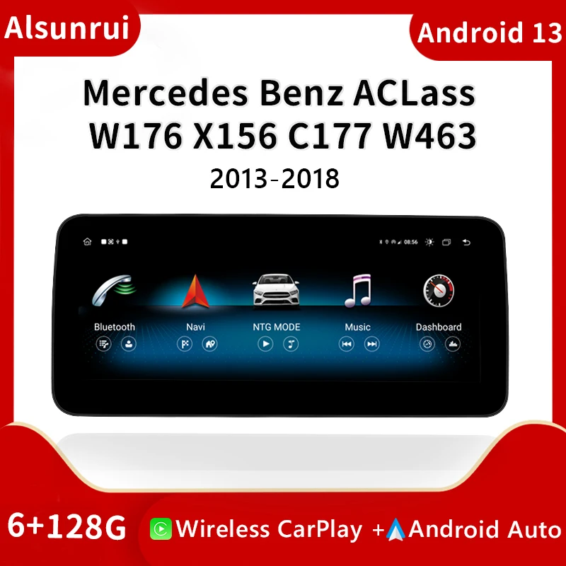 

12.3“1920*720 Screen Wireless Carplay Android 12 Car Radio For Mercedes W176 X117 X156 W463 2013-2018 Multimedia GPS Navi Stereo