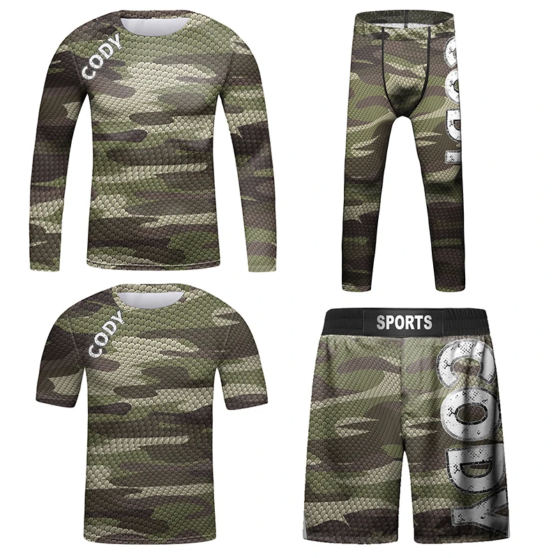 Cody Lund 3-12 Years MMA Rashguard Jiu Jitsu T-shirt+Pant Sport Sets Boxing Clothing Kickboxing Children Fitness Tracksuits