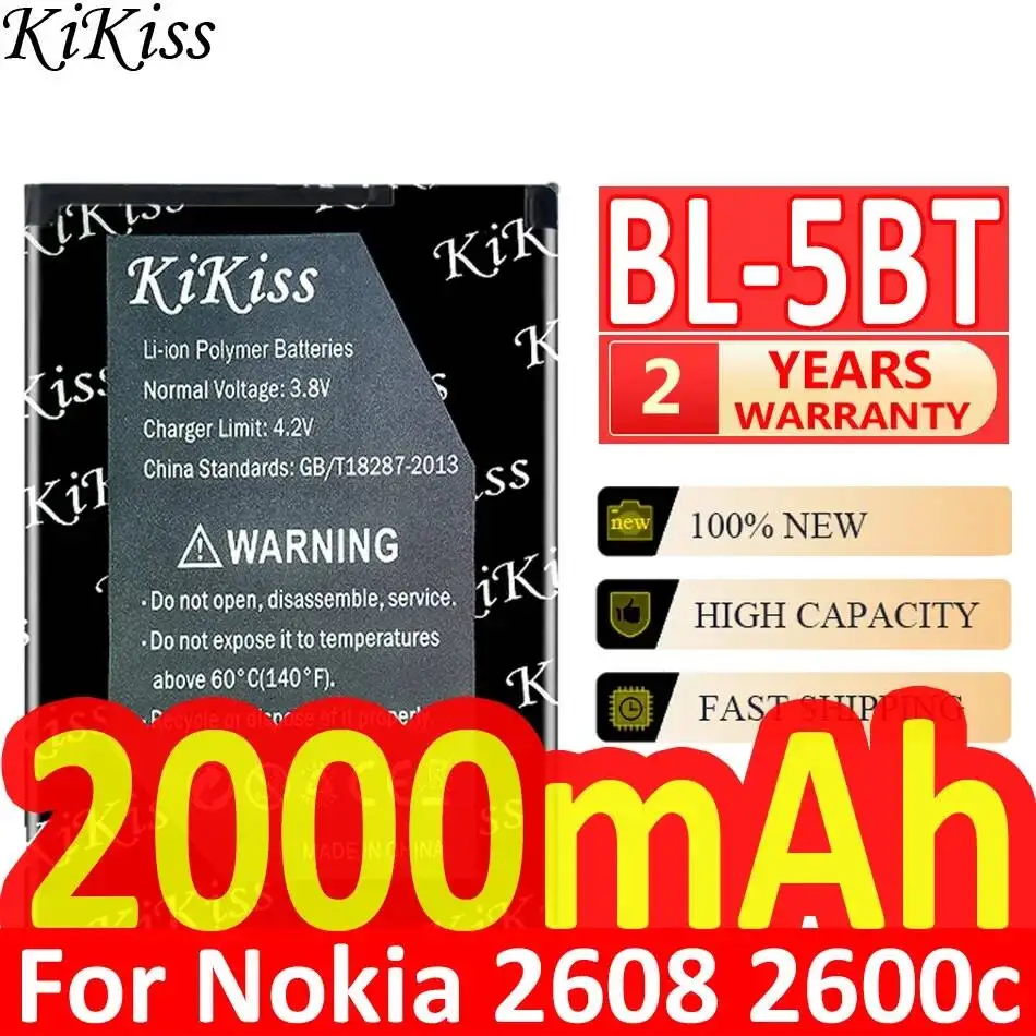 2000mAh Reliable Power For Nokia 2608 2600c 7510a 7510s N75 BL-5BT Mobile Phone Battery