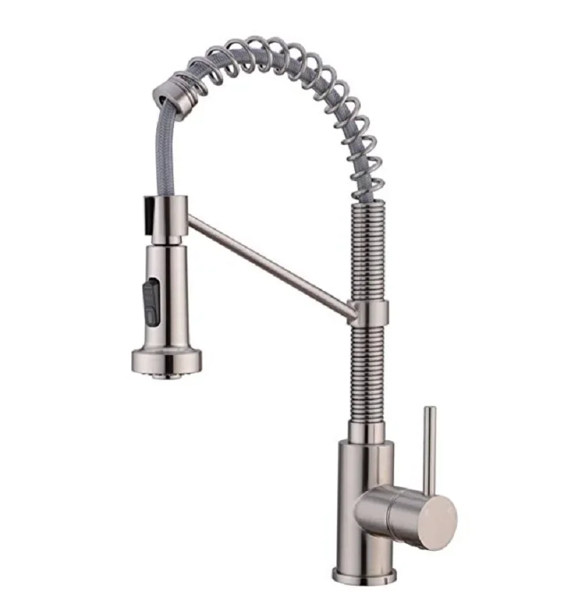 Kitchen Faucet with Pull Down Accessories Sprayer Single Handle Spring Sink Faucet Brushed Nickel Commercial Kitchen Faucets