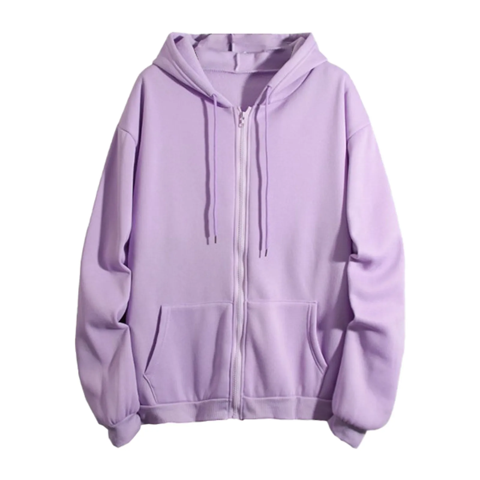 

Women Solid Color Oversize Sweatershirt Hip Hop Zip Up Drawstring Hooded Pockets Hoodies Autumn Winter Loose Multicolour Hoodie