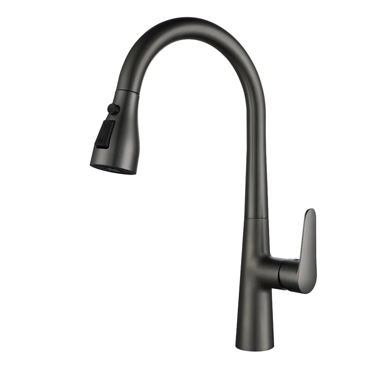 

Kitchen Faucet with Pull Down Sprayer Kitchen Sink Faucet Single Hole High Curved Countertop Mount Hot and Cold Mixer Faucet.