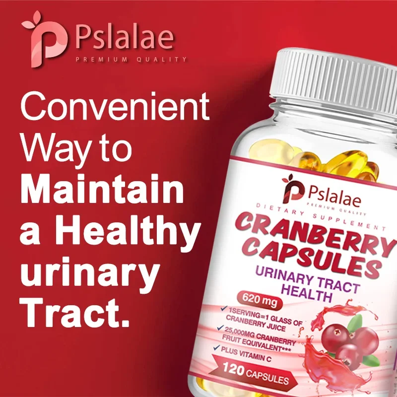 Organic Cranberry Capsules 600 Mg - Contains Soybean Oil, Rice Bran Oil and Gelatin To Support Urinary Tract Health