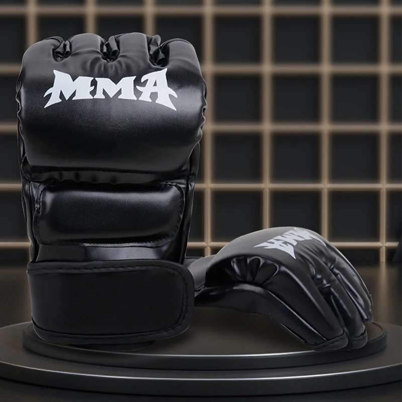 Boxing Training Gloves Professional Half Finger Leather Cushion for Adult Sanda Boxing UFC Training Sandbag Knuckles