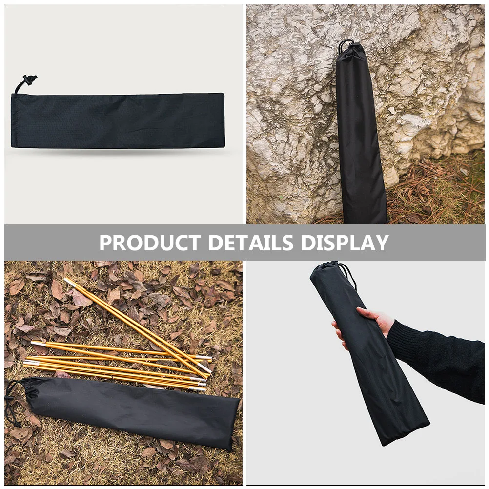 

Outdoor Tent Pole Storage Bag Black Small Portable Wear-resistant Camping Fishing Rod Pouch Telescopic Tool Organizer