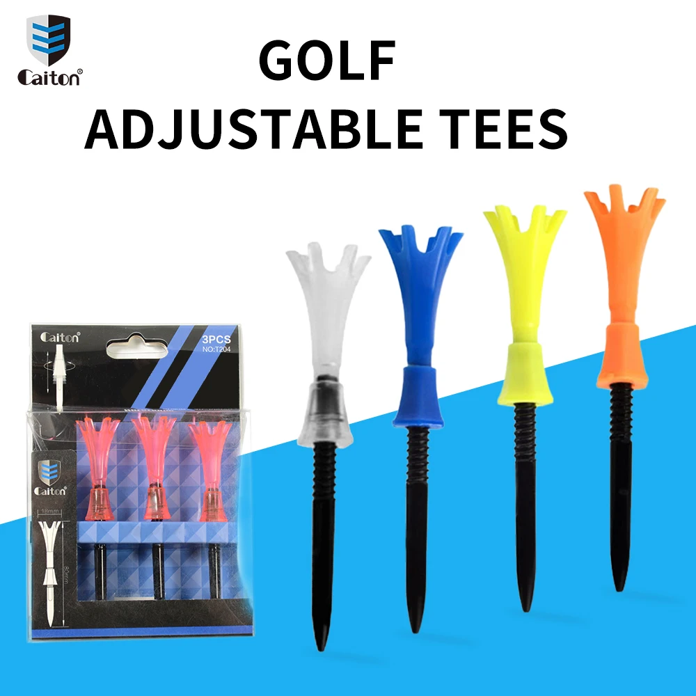 Caiton Golf Tees 3pc | Premium Soft Rubber Tees with Thread | Height Adjustable Golf Accessories | 80MM/3.15in Long and Flexible