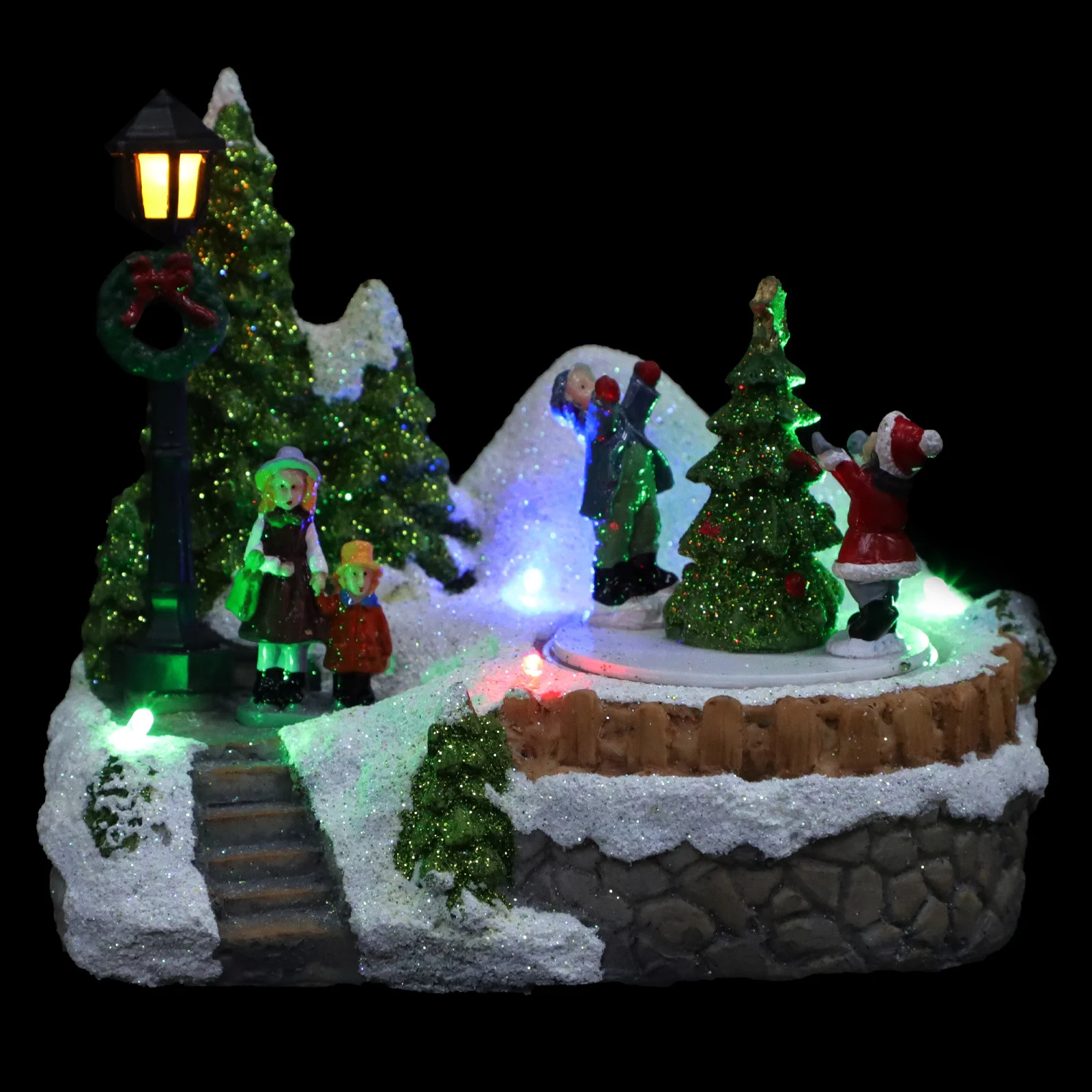 

1Pcs LED Music Small House Colorful Lights Resin Christmas Decor Luminous Xmas Landscape Ornament Christmas Gift
