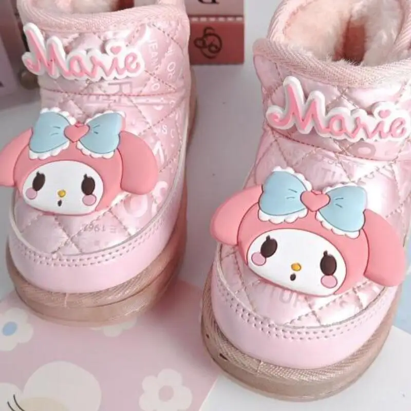 รองเท้าบูทหิมะเด็กแบบใหม่ ลายการ์ตูนน่ารักสไตล์มายเมโลดี้ แฟชั่นกันหนาวบุขนนุ่ม กันน้ำ กันลื่น เหมาะสำหรับนักเรียน