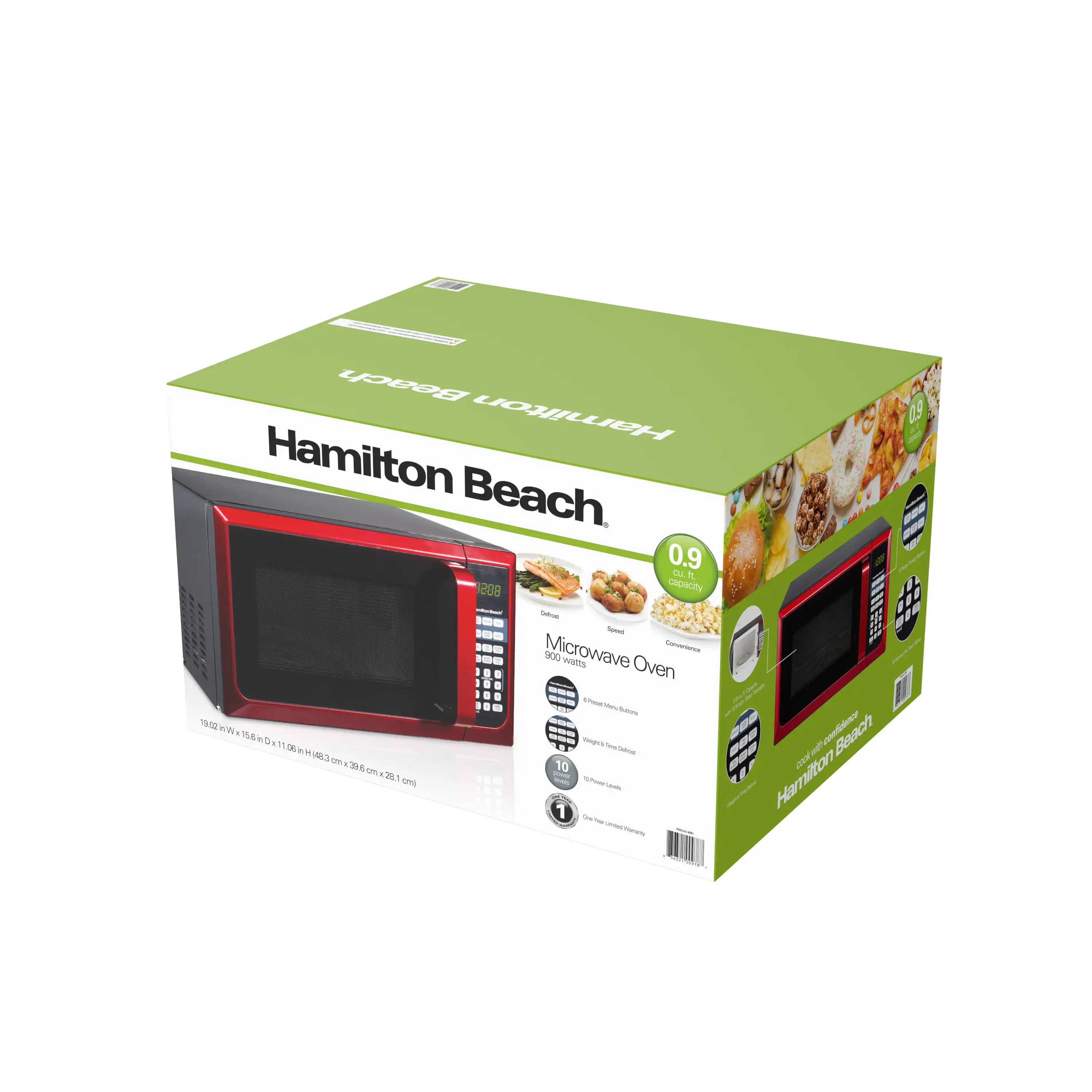 Hamilton Beach Acero inoxidable 0,9 Cu. Pies Horno microondas negro