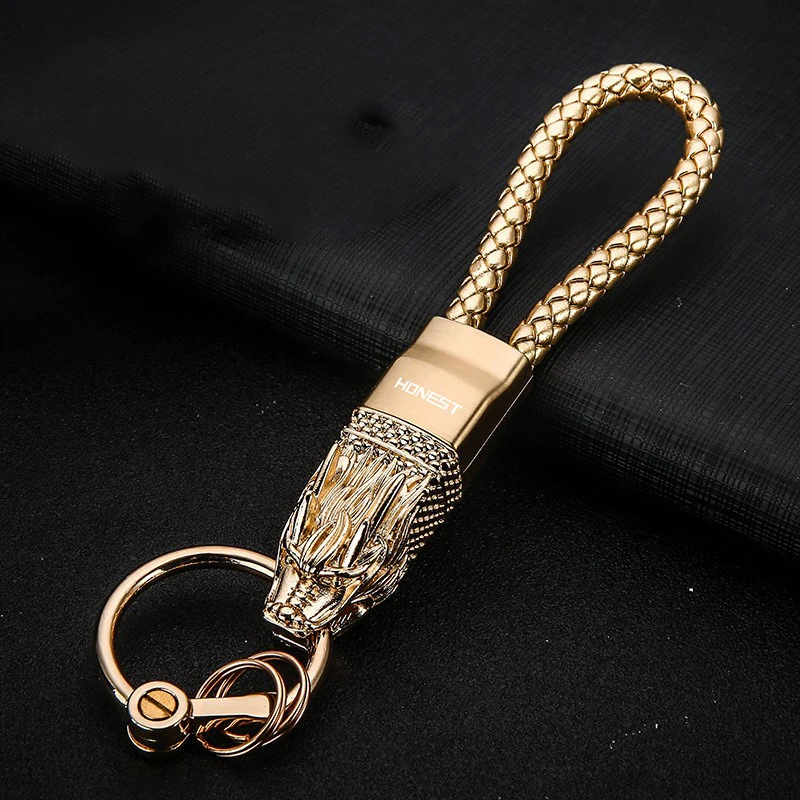 Chinese Loong-Dragon Head Keychain Car Key Ring Lucky Animal Charm Pendant Tradition Gift for Men Women Backpack Decoration