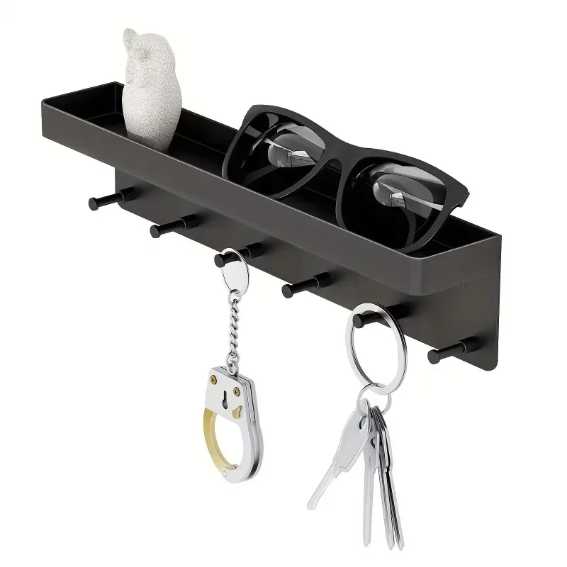 

Key Holder for Wall Decor Mail Shelf Organizer Tableware Hanger Wall Mounted with 6 Hooks Storage Rack for Kitchen Bathroom