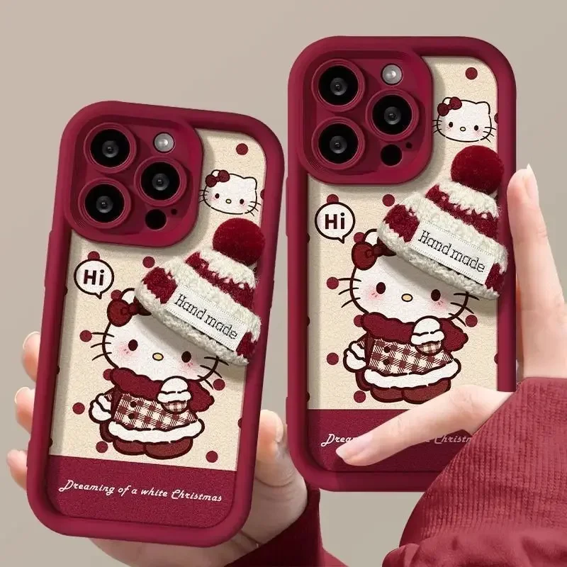 Girly Heart Hello Kitty Anime Kawaii MINISO iphone 16 15promax Cute Cartoon Phone Ins Case Cover Lovely Gifts for Girls