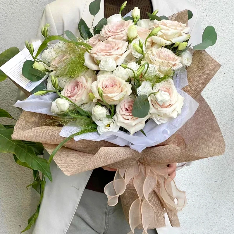 48cmx4.5m Linen Cotton Flower Wrapping Paper Waterproof Bouquet Packaging Tissue Paper Wedding Birthday Party Gift Packing Decor