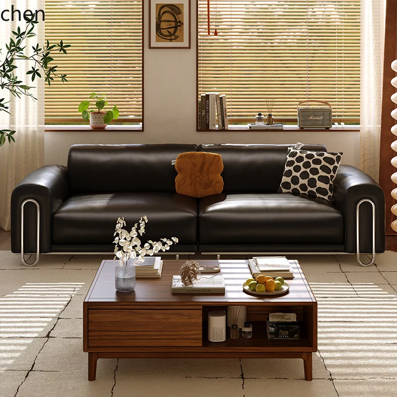 ZML Sofa Living Room Removable and Washable Straight Row Leather Art Sofa Furniture Supplies