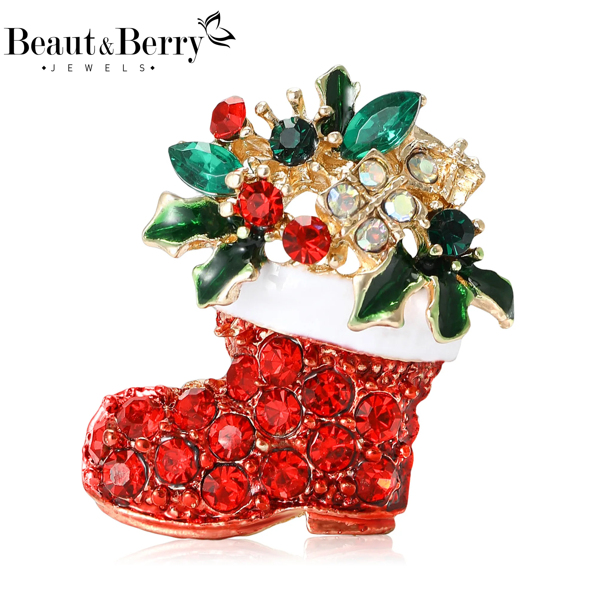 Beaut&Berry Fashion Rhinestone Shoe Brooches for Women Unisex Christmas Decorative Pins New Year Friends Party Accessories Gifts