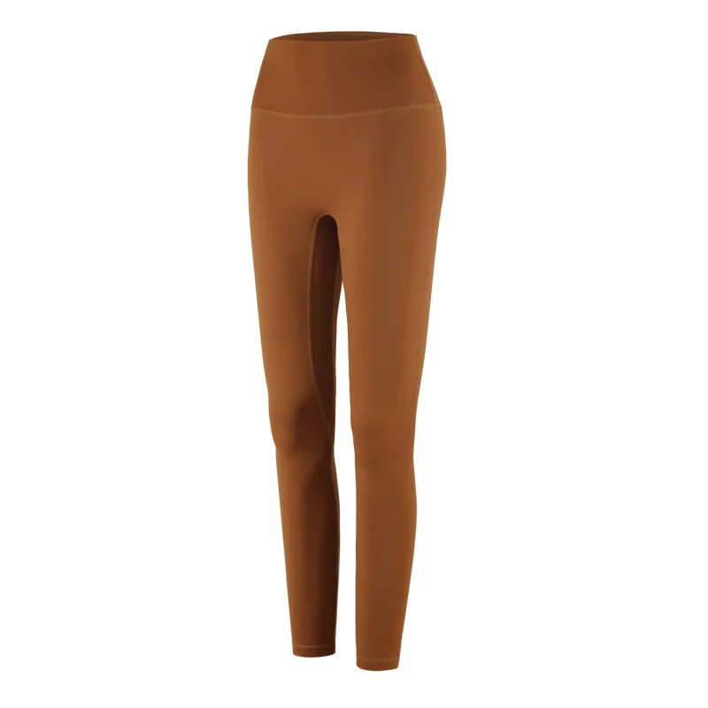 Pantalones de yoga abrasivos de doble cara, cintura alta, levantamiento de cadera, pantalones deportivos ajustados de nueve puntos, pantalones de fitness para correr