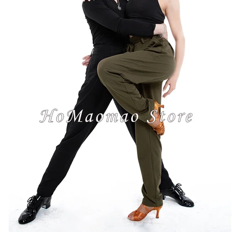 Pantalones de baile latino para mujer y hombre, traje de baile negro y gris, pantalones de Tango, Ropa de baile latino de Chacha moderna, nuevo